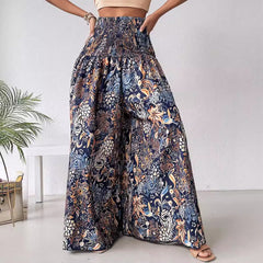 Floral Printed Waist-Controlled Wide Leg Pants