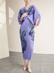 Pleated Dress plus Size Purple