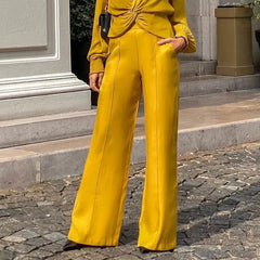 Long Sleeve Solid Color Loose Two-Piece Pants