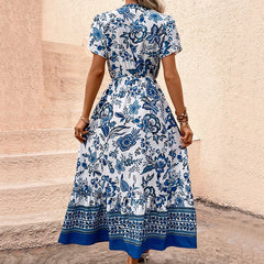 ALong Dress European and American Ethnic Style Printed Dress