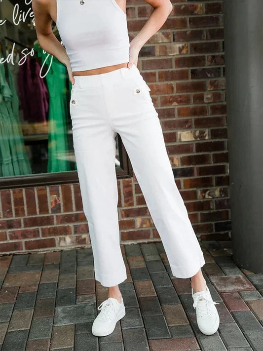 Tummy Control Twill Cropped Wide Leg Pant [First Order 5% off-CODE:NEW5]