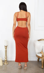 Sexy Red Spaghetti Straps Cutout Waist Long Mermaid Satin Prom Dress