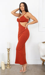 Sexy Red Spaghetti Straps Cutout Waist Long Mermaid Satin Prom Dress