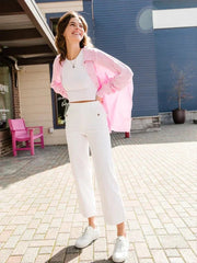 Tummy Control Twill Cropped Wide Leg Pant [First Order 5% off-CODE:NEW5]