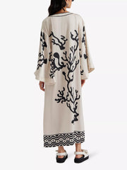 Long Sleeve Printed Loose Temperament Casual Slit Dress