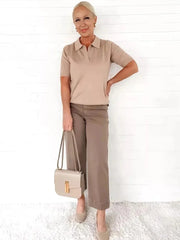 Tummy Control Twill Cropped Wide Leg Pant [First Order 5% off-CODE:NEW5]