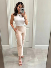 Tummy Control Twill Cropped Wide Leg Pant [First Order 5% off-CODE:NEW5]