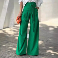 Commuting high waist strap casual wide leg trousers