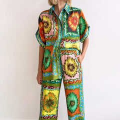 Shirt Trousers Loose Daisy Printing Suit Leisure Suit