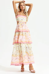 ZimmermaN Floral Cami Tiered Ruffle Hem Backless Maxi Dress