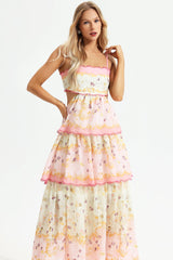 ZimmermaN Floral Cami Tiered Ruffle Hem Backless Maxi Dress