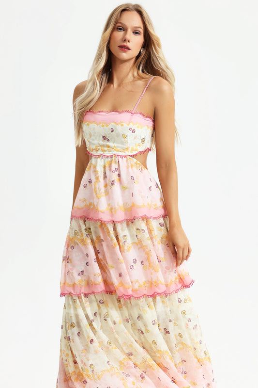 ZimmermaN Floral Cami Tiered Ruffle Hem Backless Maxi Dress