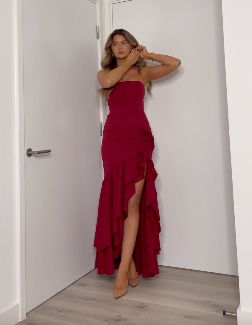 ANGELINA BURGUNDY MAXI DRESS