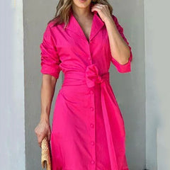 Waist-Tight Cardigan Long Dress