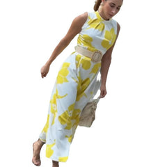 Printed Sleeveless Women's Wide Leg Jumpsuit