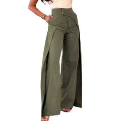 Casual Wide-Leg Pants with Staggered Design