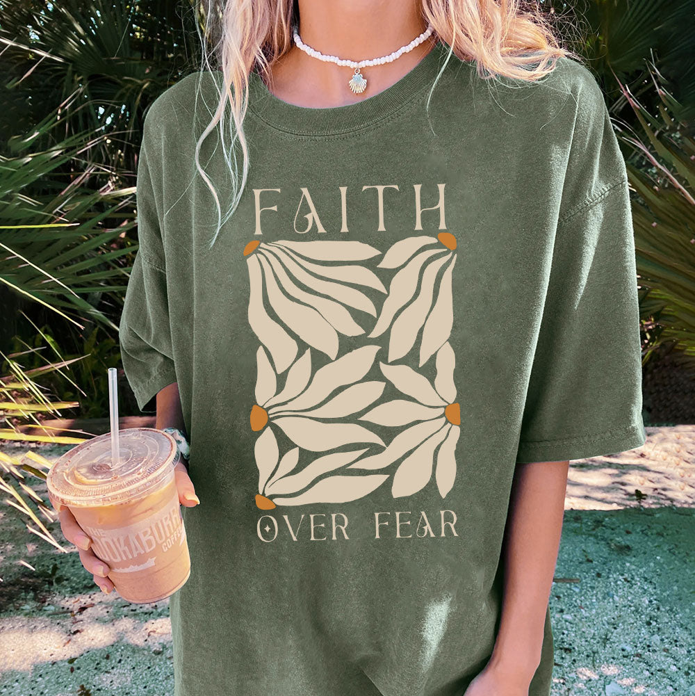 Faith Over Fear Christian Washed T-Shirt