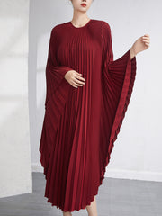 Pleated Irregular Dress Loose Large Size Mid-Length