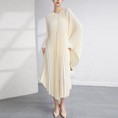 Pleated Irregular Dress Loose Large Size Mid-Length