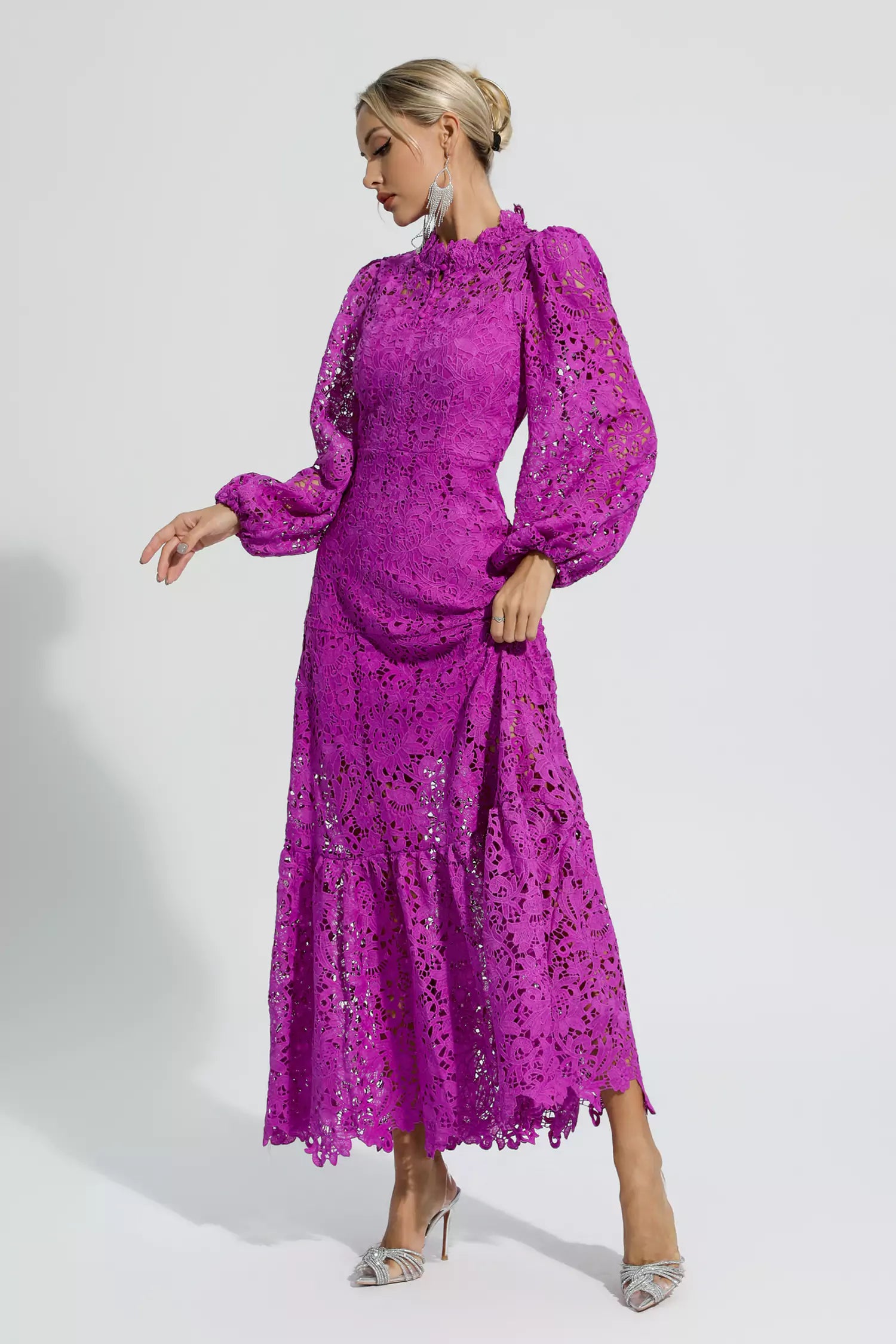 Julieta Purple Cut Out Long Sleeve Dress