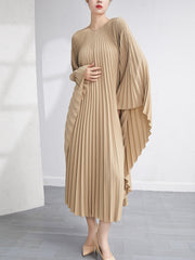 Pleated Irregular Dress Loose Large Size Mid-Length