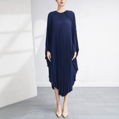 Pleated Irregular Dress Loose Large Size Mid-Length