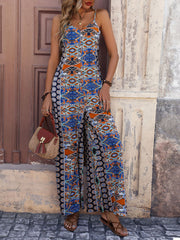 Suspender Wide-Leg Ethnic Style Jumpsuit