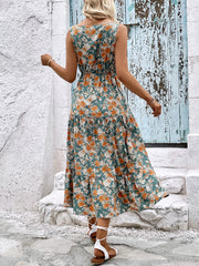 Sleeveless Stitching Printed Dress