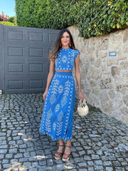 Printed Vacation Style Two-Piece Dress