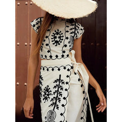 Printed Vacation Style Two-Piece Dress