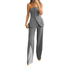 Suit Button Graceful Tube Top Suit Pants