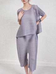 Large Swing Short-Sleeved Shirt Pleated Harem Pants Suit