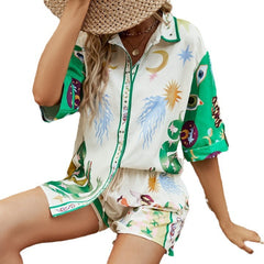 Printed Fashion Pajamas Home Wear Casual Suit