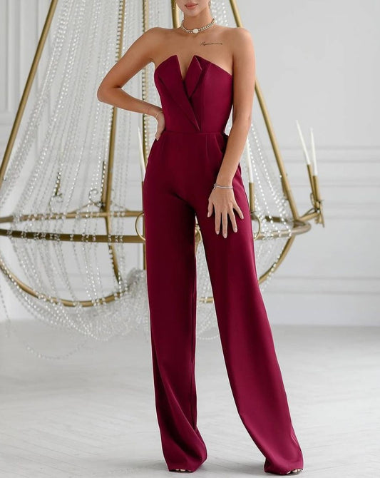 Jumpsuit Slant Mid-Waist Temperament Commute Jumpsuit