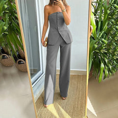 Suit Button Graceful Tube Top Suit Pants