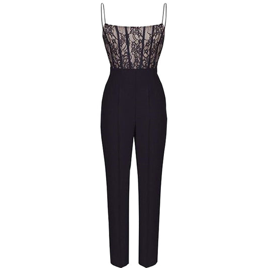 Lace Spaghetti Straps Sleeveless Jumpsuit