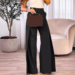 Casual Wide-Leg Pants with Staggered Design