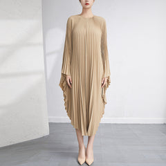 Pleated Irregular Dress Loose Large Size Mid-Length