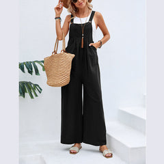 Solid Color Suspender Trousers