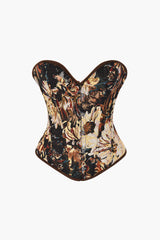 Abstract Print Braided Tie Corset Top