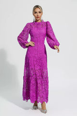 Julieta Purple Cut Out Long Sleeve Dress