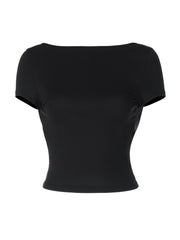 Backless Short Midriff-Baring Short SleeveTT-shirt