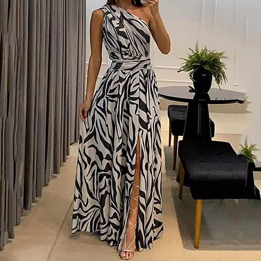 Black And White Stripes Sleeveless Maxi Dresses