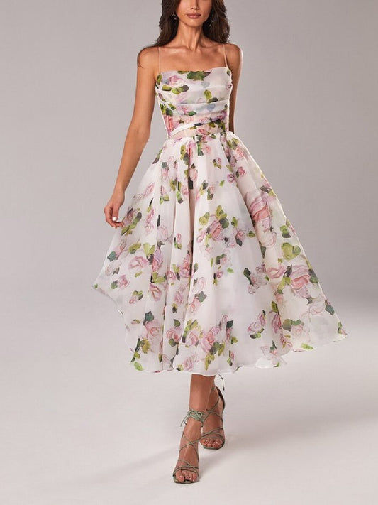 Tube Top Sleeveless Printed Large Swing Dress