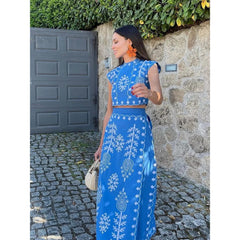 Printed Vacation Style Two-Piece Dress