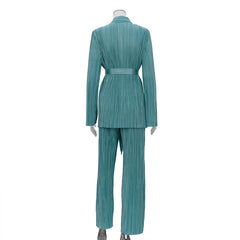 Capable Belt Shirt and Pleated Pants Suit