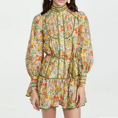 Shirt Puff Sleeve Fresh Pastoral Flowers Dress