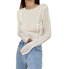 Solid Color Slim-Fit Thin Long SleeveTT-shirt