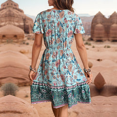 vCollar Bohemian Ethnic Style Dress