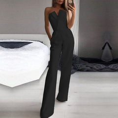 Jumpsuit Slant Mid-Waist Temperament Commute Jumpsuit